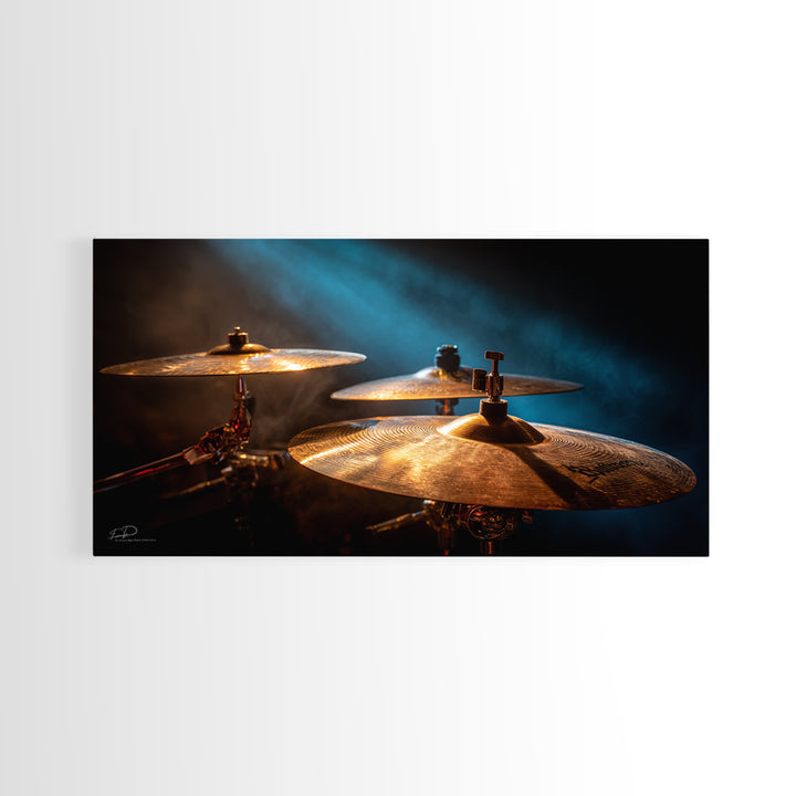 Gold Cymbal Closeup Canvas Print, Music Studio Art, Printable Art, Studio Decor, Watercolor Art, Rhythm, Music Art, MSA-2x1-68