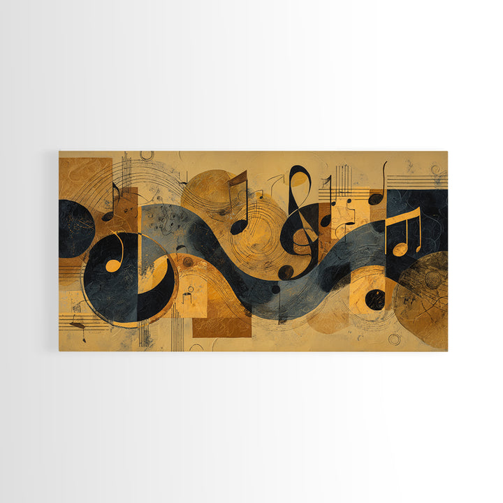 Musical Notes as Abstract Floating Shapes Without Canvas Print, Music Studio Art, Luxury Decor, Studio Decor, Rhythm, MSA-2x1-8