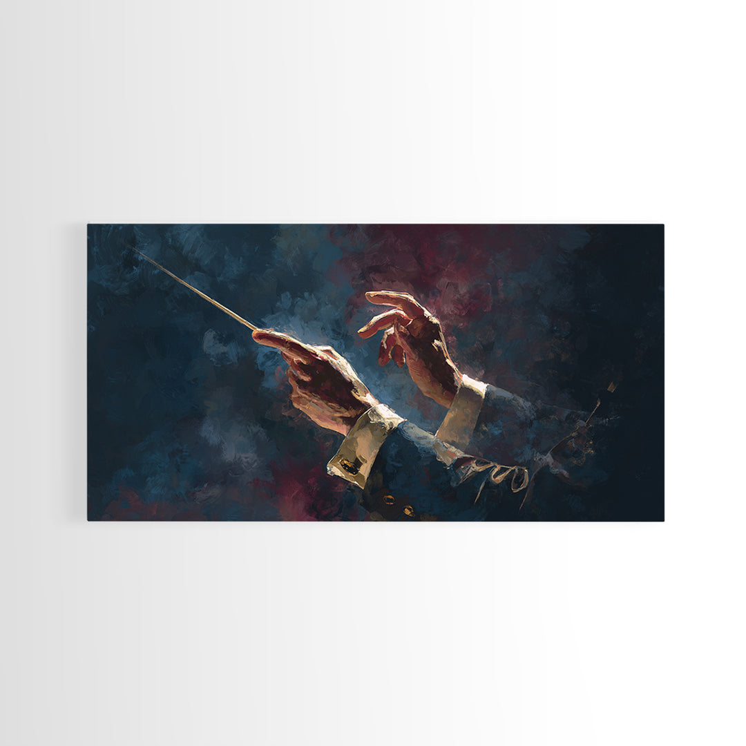 Orchestra Conductor Hands Framed Canvas Print, Music Studio Art, Trendy Wall Art, Studio Decor, Rhythm, Paul Mccartney, MSA-2x1-88