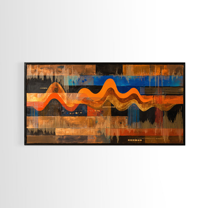 Abstract Sound Wave Framed Canvas Print, Music Studio Art, Music Art, Studio Decor, Rhythm, Modern Decor, Fine Art Print, MSA-2x1-96