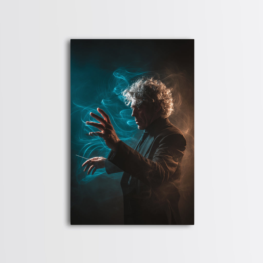 Orchestra Conductor Hands Framed Canvas Print, Music Studio Art, Art Print, Studio Decor, Fine Art, Rhythm, Digital Wall Art, MSA-2x3-100