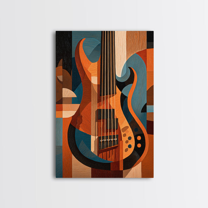 Bass Guitar Closeup Framed Canvas Print, Music Studio Art, Contemporary Art, Studio Decor, Oil Painting, Rhythm, Music Poster, MSA-2x3-21