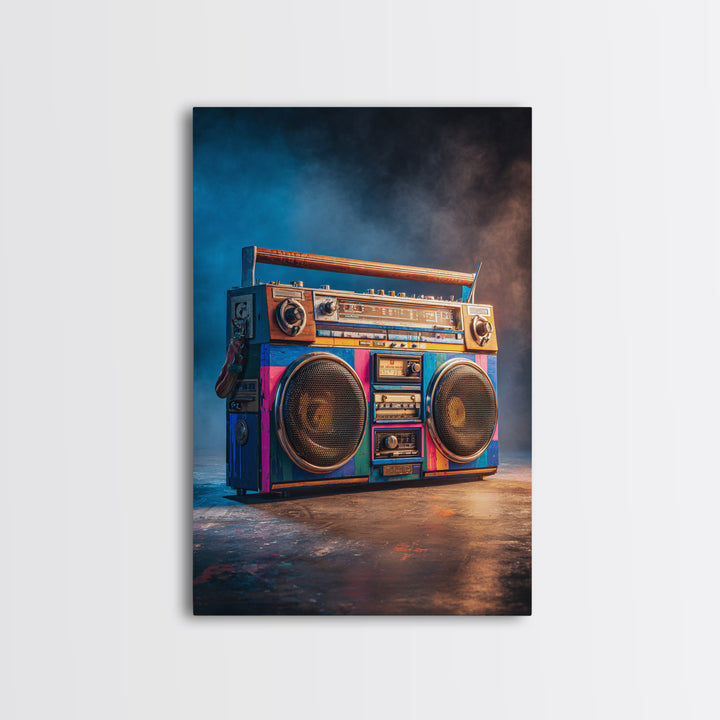Hip Hop Boombox Framed Canvas Print, Music Studio Art, Wall Art, Studio Decor, Rhythm, Trendy Wall Art, Music Wall Art, MSA-2x3-25