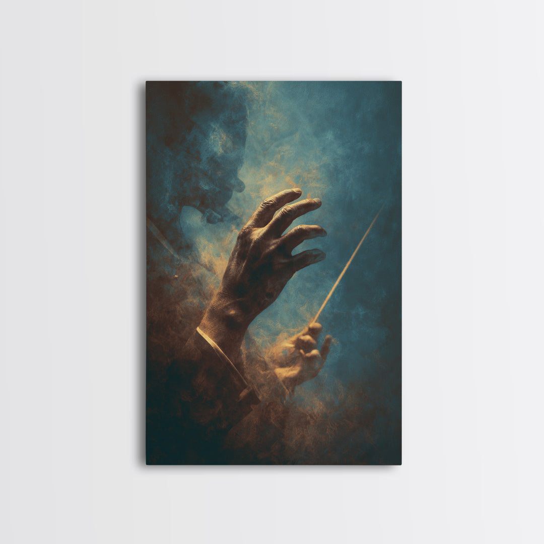 Orchestra Conductor Hands Framed Canvas Print, Music Studio Art, Music Wall Art, Studio Decor, Rhythm, Teen Room Decor, MSA-2x3-28