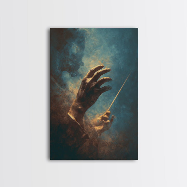 Orchestra Conductor Hands Framed Canvas Print, Music Studio Art, Music Wall Art, Studio Decor, Rhythm, Teen Room Decor, MSA-2x3-28