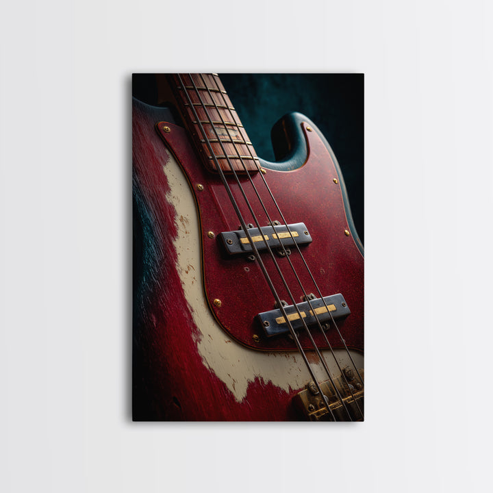 Bass Guitar Closeup Canvas Print, Music Studio Art, Metal Wall Art, Studio Decor, Rhythm, Music Posters, Watercolor Print, MSA-2x3-45