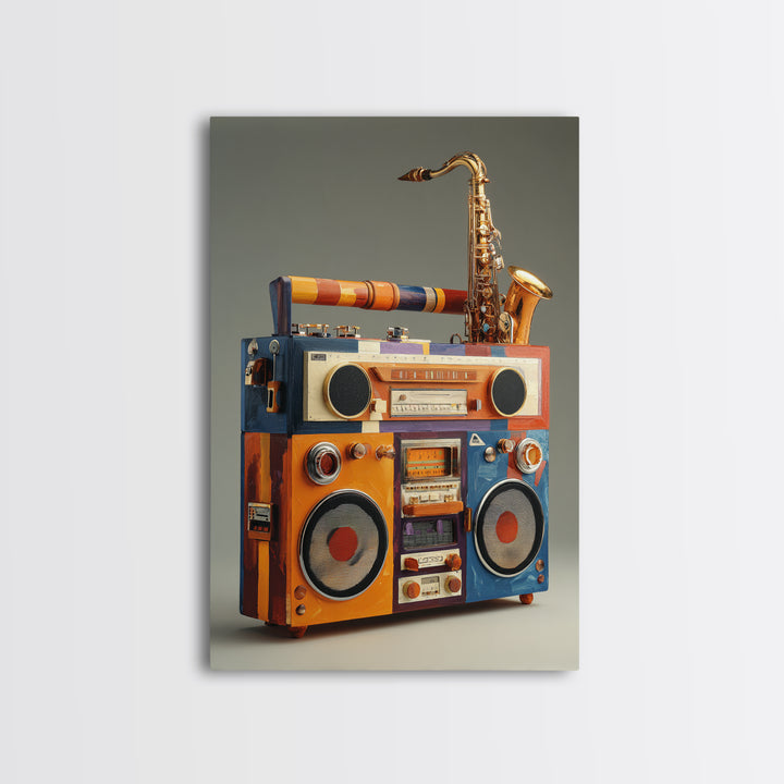 Hip Hop Boombox Canvas Print, Music Studio Art, Art Commission, Studio Decor, Rhythm, Watercolor Print, Commission Painting, MSA-2x3-49