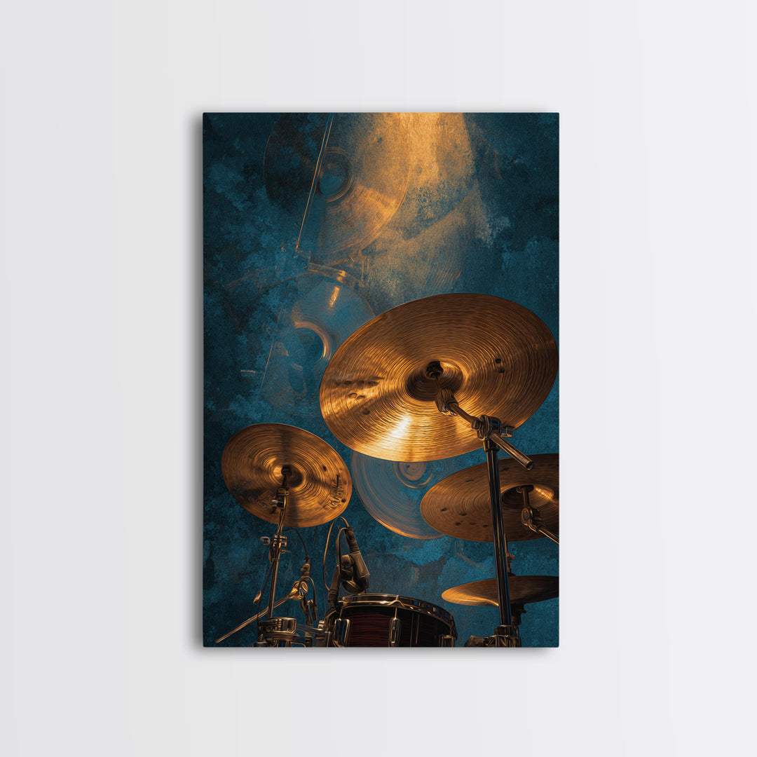 Gold Cymbal Closeup Framed Canvas Print, Music Studio Art, Neutral Decor, Studio Decor, Abstract Art, Rhythm, Wall Art, MSA-2x3-56