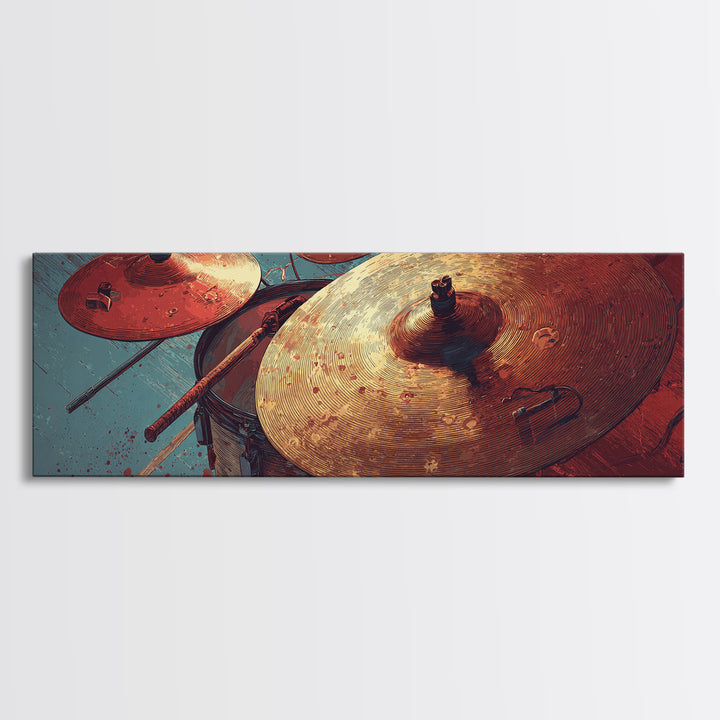 Gold Cymbal Closeup Canvas Print, Music Studio Art, Commission Painting, Studio Decor, Fine Art, Rhythm, Neutral Decor, MSA-3x1-16