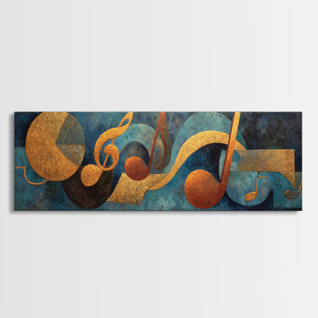 Musical Notes as Abstract Floating Shapes Without Canvas Print, Music Studio Art, Music Lover Gift, Studio Decor, Rhythm, MSA-3x1-28