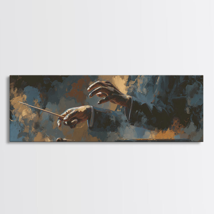 Orchestra Conductor Hands Canvas Print, Music Studio Art, Music Lover, Studio Decor, Fine Art, Rhythm, Minimalist Decor, MSA-3x1-36