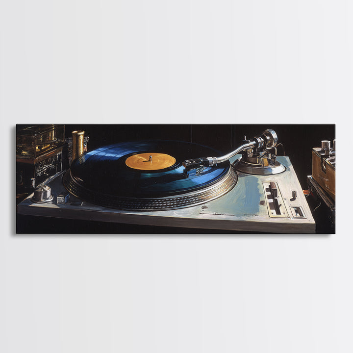 Vinyl Record and Turntable Still Life Canvas Print, Music Studio Art, Wall Decor, Studio Decor, Rhythm, Wall Art Printable, MSA-3x1-43