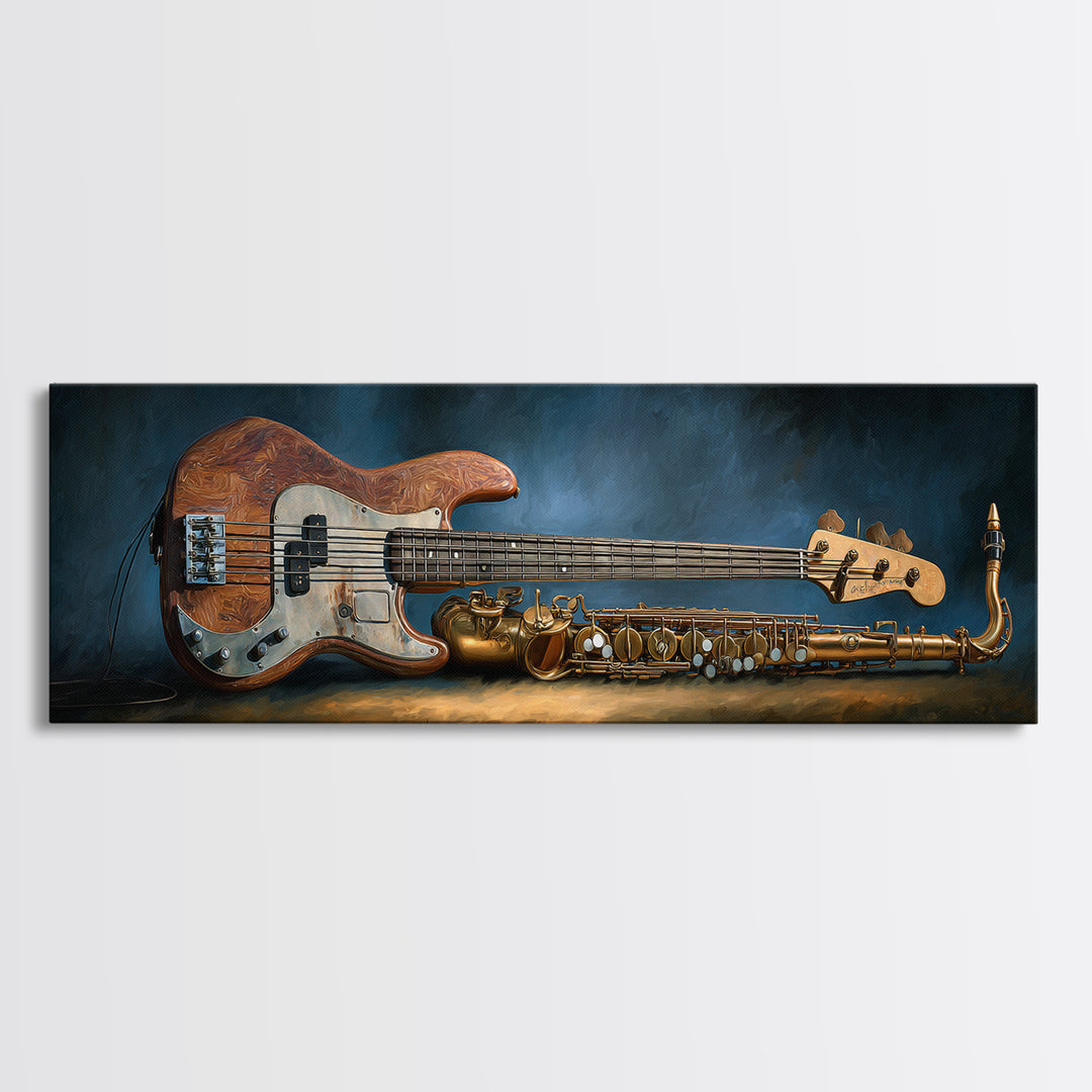 Bass Guitar Closeup Framed Canvas Print, Music Studio Art, Music Art, Studio Decor, Rhythm, Modern Decor, Fine Art Print, MSA-3x1-53