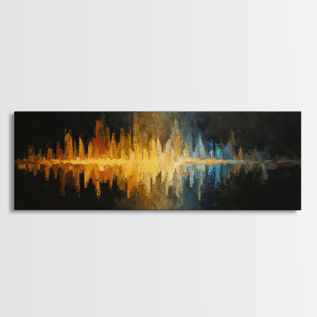 Abstract Sound Wave Framed Canvas Print, Music Studio Art, Contemporary Art, Studio Decor, Abstract Art, Rhythm, Music Poster, MSA-3x1-68