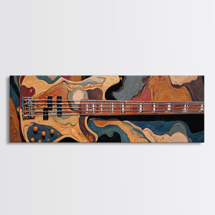 Bass Guitar Closeup Framed Canvas Print, Music Studio Art, Music Art, Studio Decor, Rhythm, Modern Decor, Fine Art Print, MSA-3x1-77