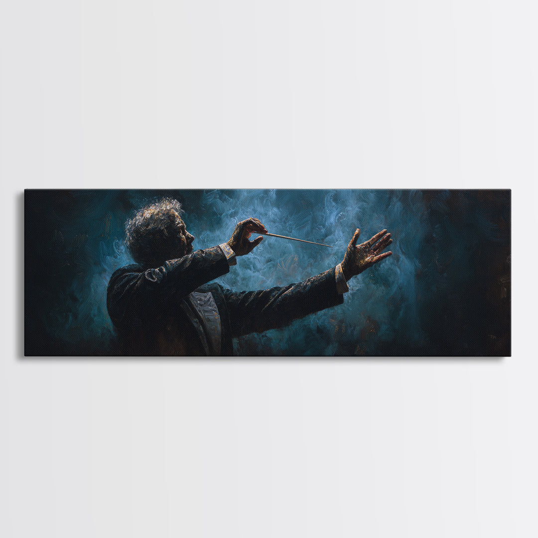 Orchestra Conductor Hands Framed Canvas Print, Music Studio Art, Music, Studio Decor, Fine Art, Rhythm, Digital Download Art, MSA-3x1-84