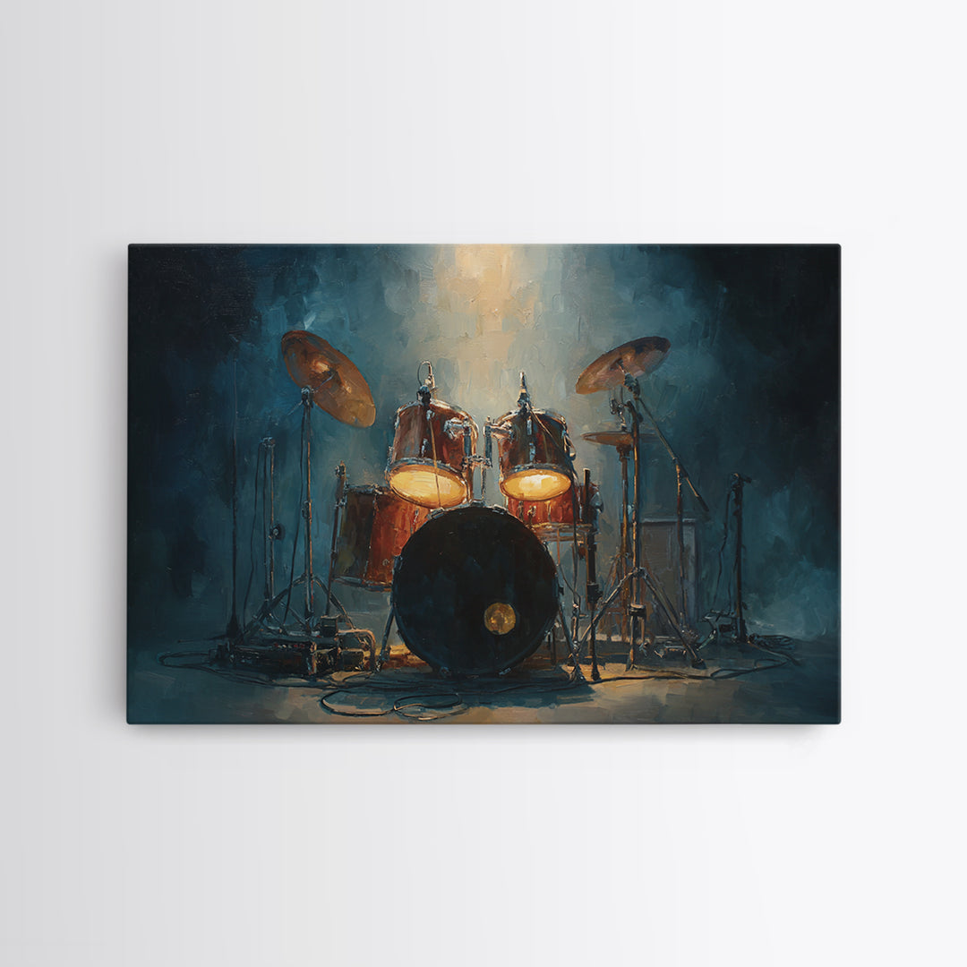 Drum Kit Silhouette Framed Canvas Print, Music Studio Art, Music Poster, Studio Decor, Fine Art, Rhythm, Personalized Art, MSA-3x2-10