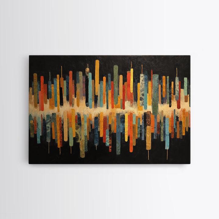 Abstract Rhythm Lines Like Painted Music Framed Canvas Print, Music Studio Art, Commission Painting, Studio Decor, Rhythm, MSA-3x2-27