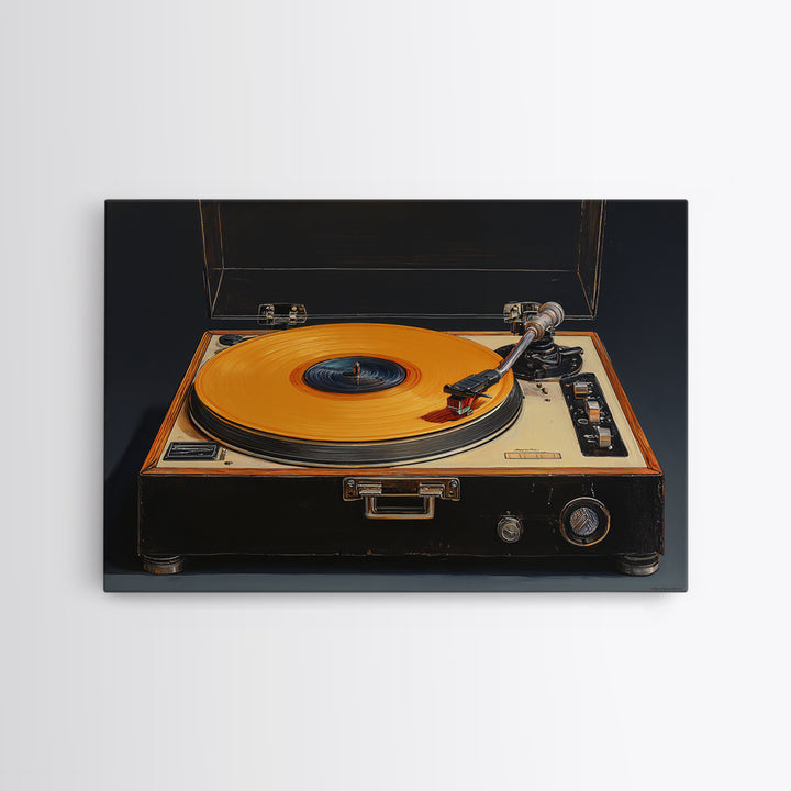 Vinyl Record and Turntable Still Life Framed Canvas Print, Music Studio Art, Personalized Art, Studio Decor, Fine Art, Rhythm, MSA-3x2-31