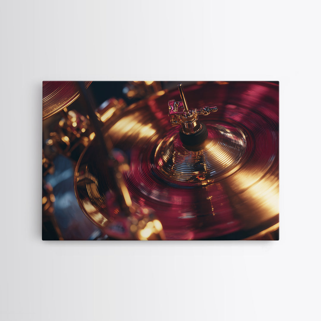 Gold Cymbal Closeup Canvas Print, Music Studio Art, Metal Wall Art, Studio Decor, Oil Painting, Rhythm, Music Posters, MSA-3x2-4