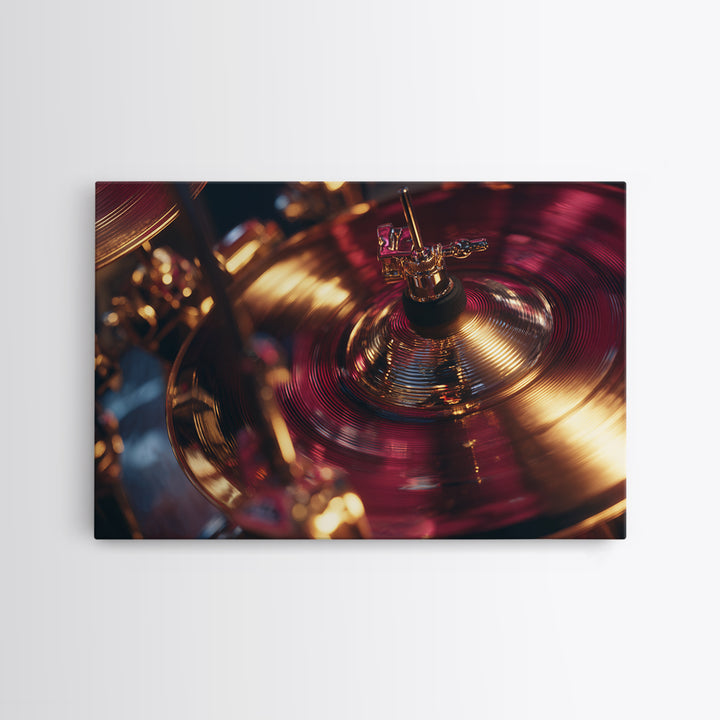 Gold Cymbal Closeup Canvas Print, Music Studio Art, Metal Wall Art, Studio Decor, Oil Painting, Rhythm, Music Posters, MSA-3x2-4