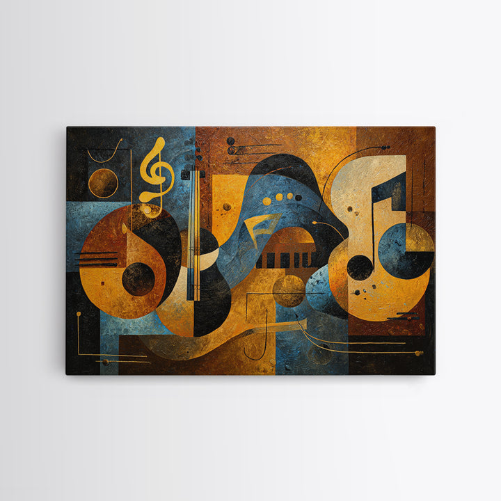 Musical Notes as Abstract Floating Shapes Without Canvas Print, Music Studio Art, Commission Painting, Studio Decor, Rhythm, MSA-3x2-40