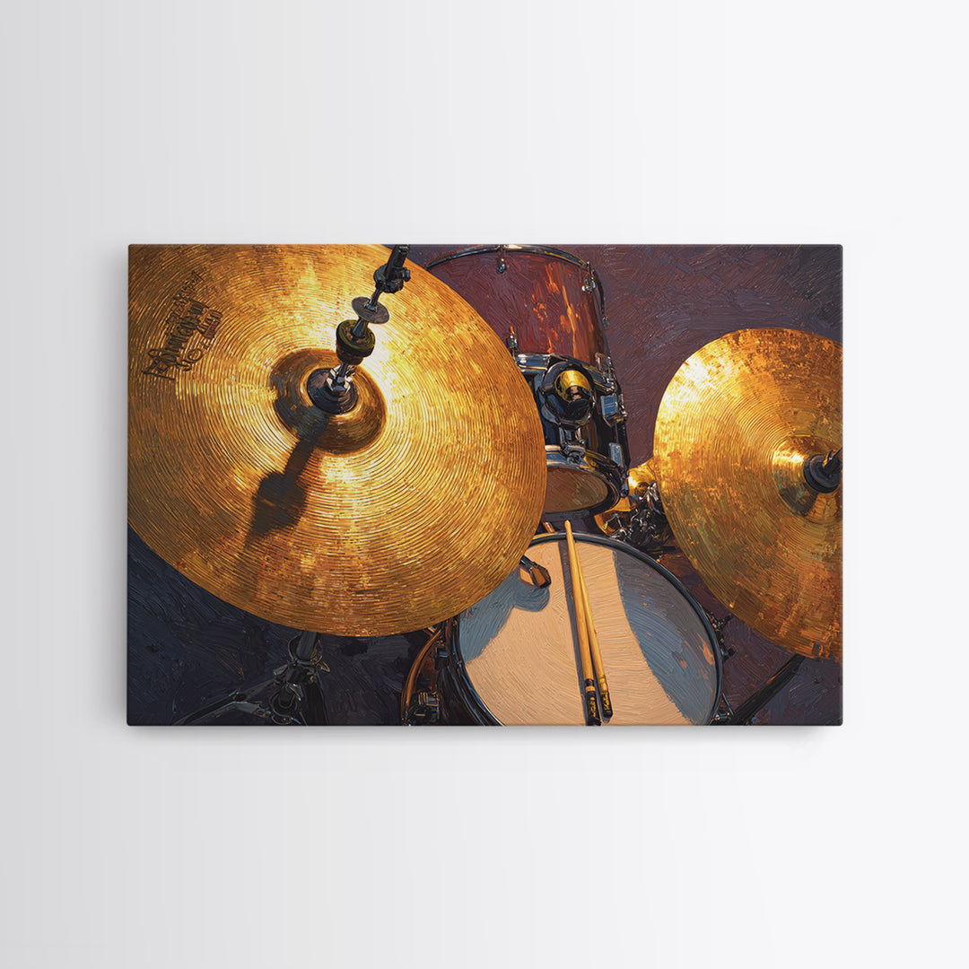 Gold Cymbal Closeup Canvas Print, Music Studio Art, Painting from Photo, Studio Decor, Abstract Art, Rhythm, MSA-3x2-52