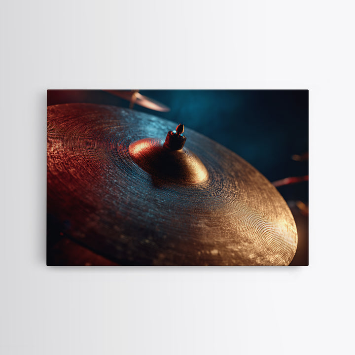 Gold Cymbal Closeup Canvas Print, Music Studio Art, Music Lover Gift, Studio Decor, Watercolor Art, Rhythm, Textured Painting, MSA-3x2-76