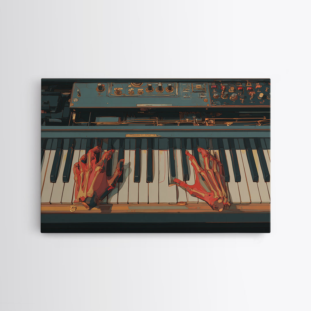 Piano Keys with Hands in Cinematic Shadow Framed Canvas Print, Music Studio Art, Teen Room Decor, Studio Decor, Rhythm, MSA-3x2-81
