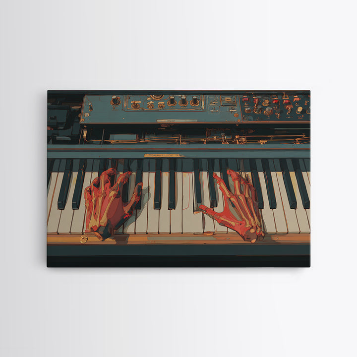 Piano Keys with Hands in Cinematic Shadow Framed Canvas Print, Music Studio Art, Teen Room Decor, Studio Decor, Rhythm, MSA-3x2-81