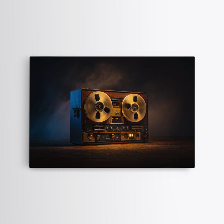 Recording Tape Reel Framed Canvas Print, Music Studio Art, Commission Painting, Studio Decor, Fine Art, Rhythm, Neutral Decor, MSA-3x2-90