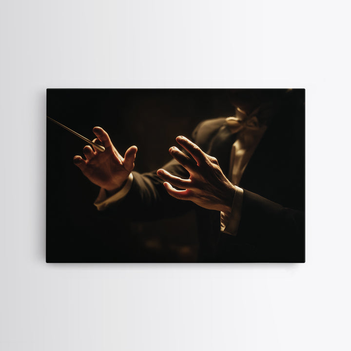 Orchestra Conductor Hands Framed Canvas Print, Music Studio Art, Art Print, Studio Decor, Fine Art, Rhythm, Digital Wall Art, MSA-3x2-96