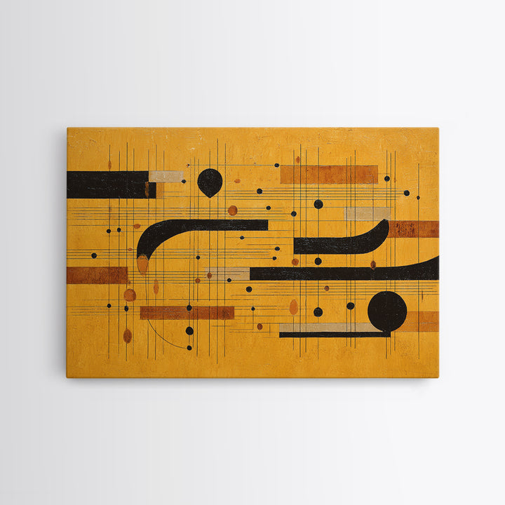 Abstract Rhythm Lines Like Painted Music Framed Canvas Print, Music Studio Art, Minimalist Decor, Studio Decor, Abstract Art, MSA-3x2-99
