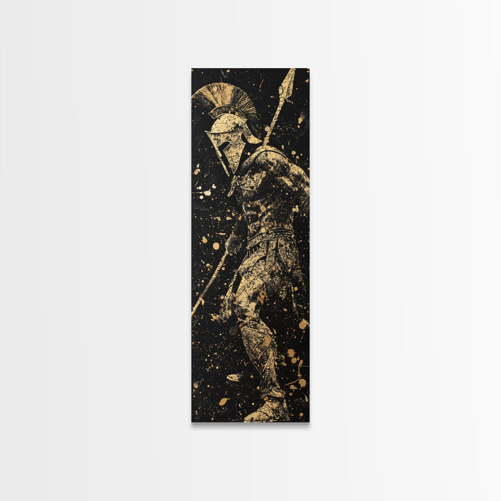 Spartan Warrior Ready For Battle, Gold Canvas Wall Art, Canvas Print, Wood Framed Canvas Art, Roman Inspired Decor