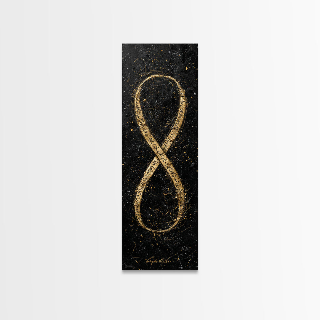 Golden Infinity Symbol - Gold Canvas Wall Art - Wood Framed Art, Man Cave Decor, Infinite Symbol Painting, Gold Painting Art