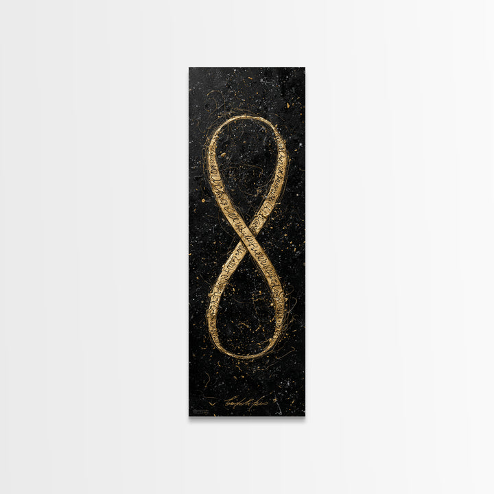Golden Infinity Symbol - Gold Canvas Wall Art - Wood Framed Art, Man Cave Decor, Infinite Symbol Painting, Gold Painting Art