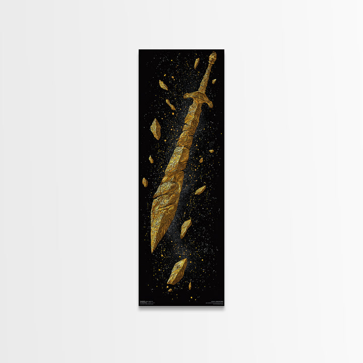 Broken Golden Sword, Spartan Wall Art, Roman Sword Art, Gold Canvas Wall Art, Golden Canvas Man Cave Decor, Office Decor For Him