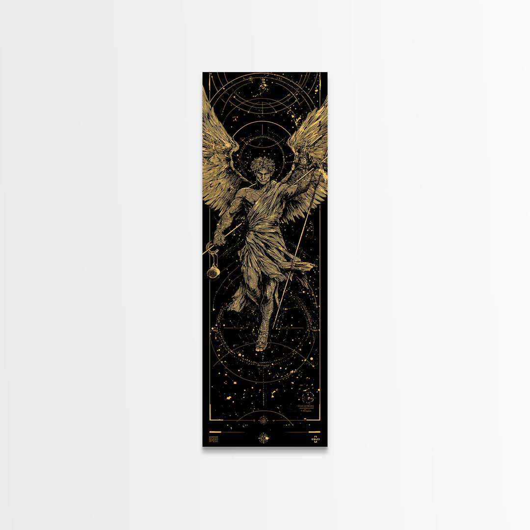 Gold Canvas Print, Astraeus Titan Of Stars Wall Art, Mythical Constellation Decor, Real Wood Frame