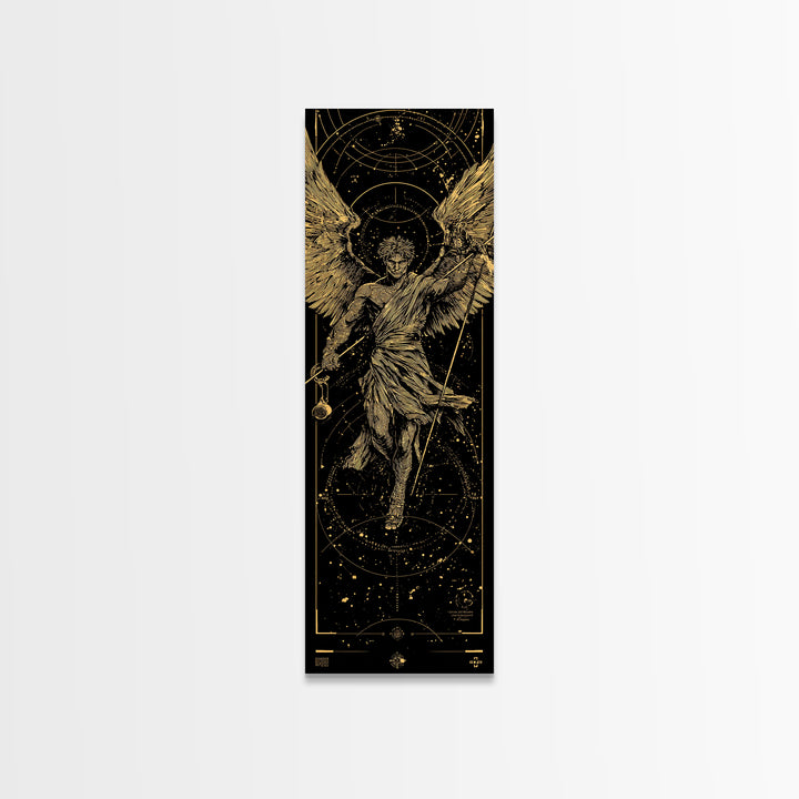 Gold Canvas Print, Astraeus Titan Of Stars Wall Art, Mythical Constellation Decor, Real Wood Frame
