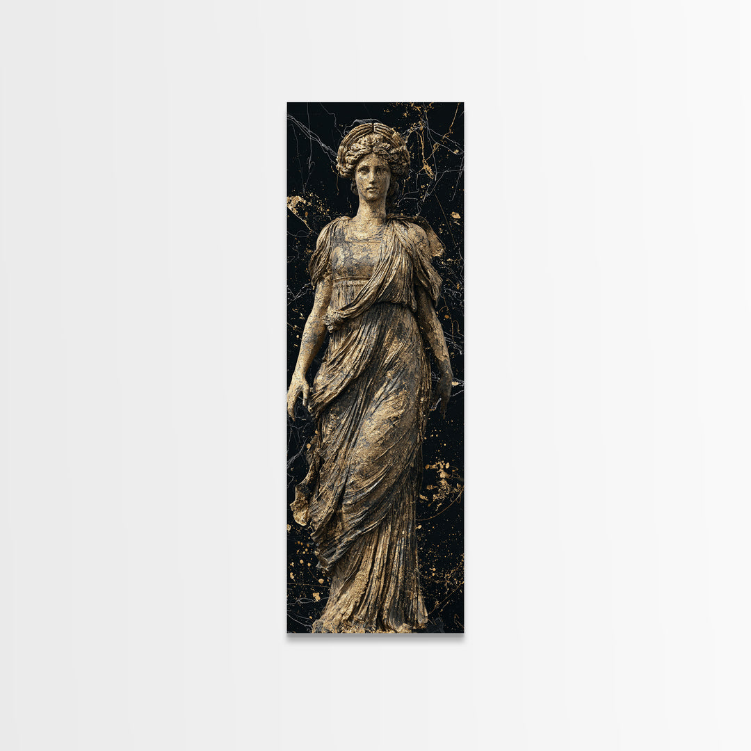 Helen Of Troy Gold Canvas Art, Greek Goddess Wall Print, Classical Mythology Decor, Real Wood Framed Gold Artwork