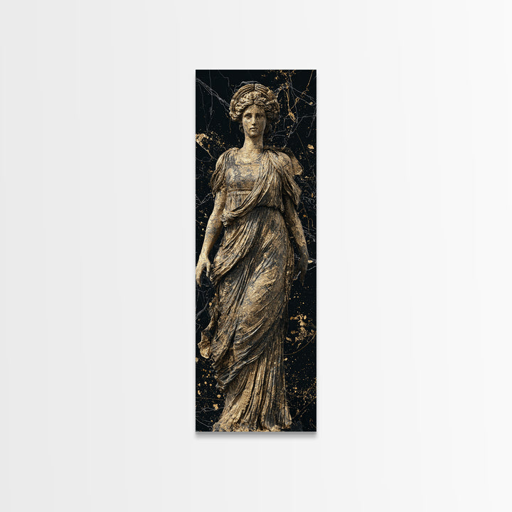 Helen Of Troy Gold Canvas Art, Greek Goddess Wall Print, Classical Mythology Decor, Real Wood Framed Gold Artwork