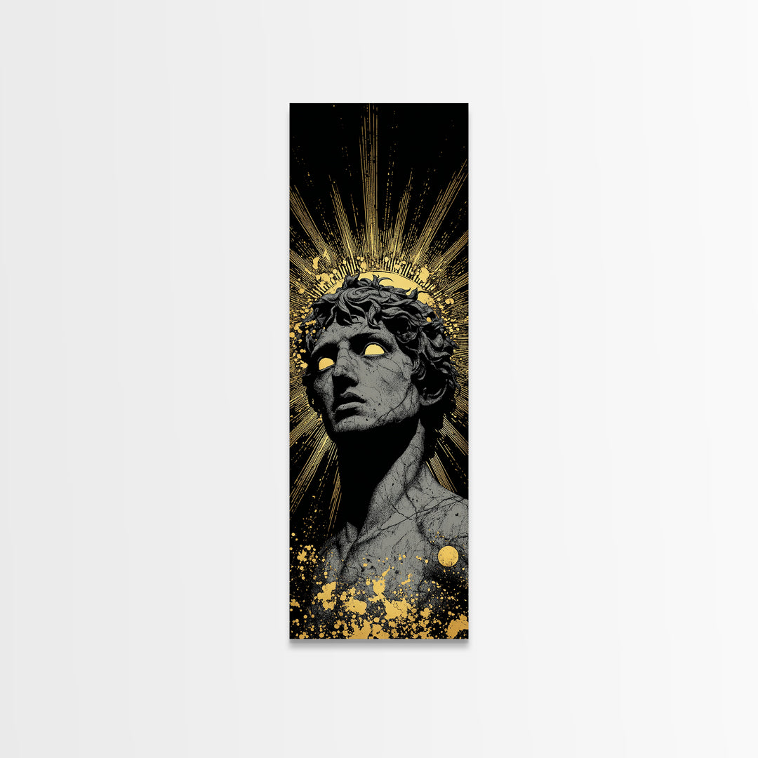 Helios Greek God Gold Canvas Print, Sun God Mythology Art, Radiant Ancient Decor, Real Wood Framed Gold Print
