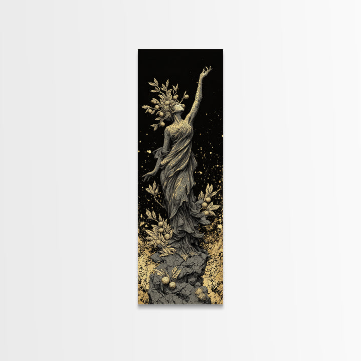Persephone Gold Canvas Print, Greek Goddess Of Spring Wall Art, Underworld Queen Decor, Real Wood Framed Print