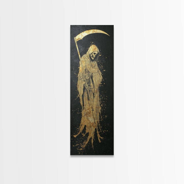 Thanatos Gold Canvas Art, Greek God Of Death Canvas Print, Underworld Wall Decor, Real Wood Framed Mythology Artwork