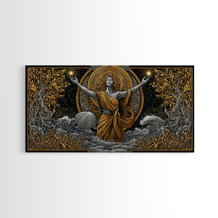 Aphrodite Goddess Of Love And Beauty, Gold Canvas Print, Elegant Greek Mythology Wall Art, Luxury Classic Home Decor