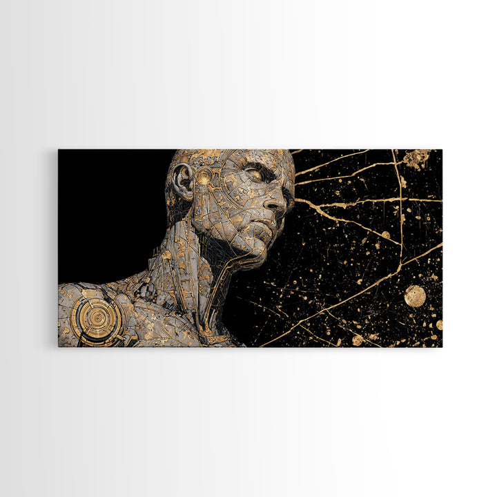 Gold Canvas Print, Coeus God of Intelligence, Greek Mythology Wall Art, Ancient Greece Decor, Luxury Gold Foil Artwork