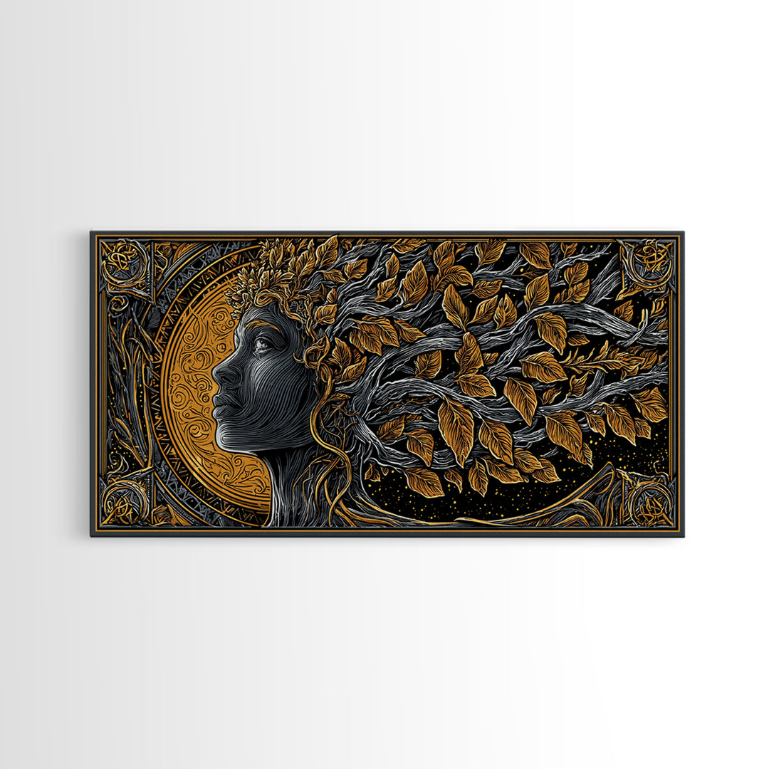 Eurydice Gold Canvas Art, Greek Mythology Canvas Print, Elegant Goddess Wall Decor, Real Wood Frame, Luxury Canvas Artwork For Home