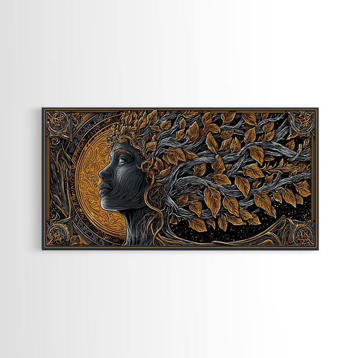 Eurydice Gold Canvas Art, Greek Mythology Canvas Print, Elegant Goddess Wall Decor, Real Wood Frame, Luxury Canvas Artwork For Home