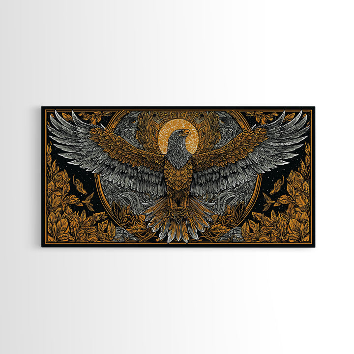 Ganymede Gold Canvas Art, Greek Mythology Canvas Print, Eagle God Wall Decor, Real Wood Frame, Luxury Canvas Artwork For Home Or Office