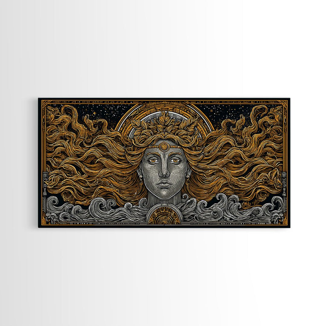 Helen of Troy Gold Canvas Art, Legendary Greek Beauty, Elegant Mythology Wall Decor, Timeless Classical Home Wall Artwork